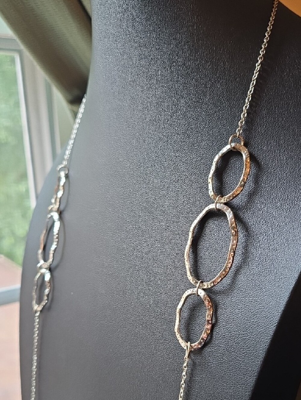 Silver Link Circle Long Necklace - Unbranded - Picture 2 of 6